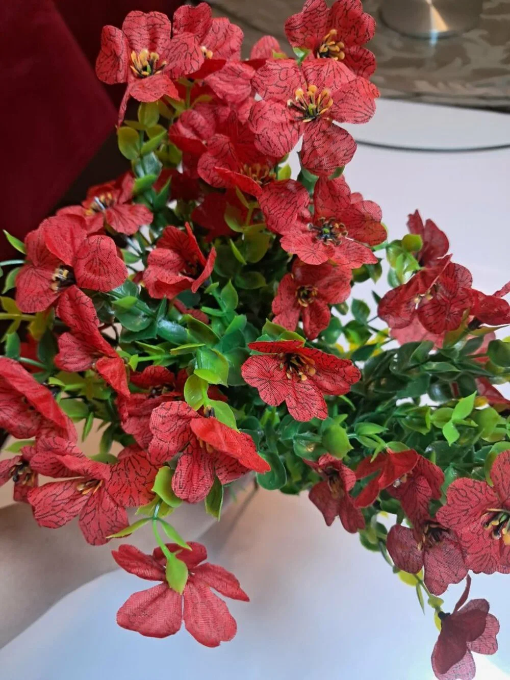 3 Pc Dark Red Artificial Flowers Bouquet Floral Home Decor